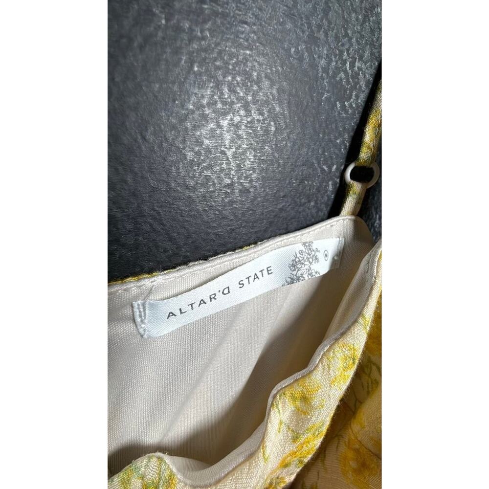 Altar'd State Yellow Floral Midi Dress with Tie Straps - Picture 2 of 7